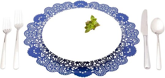 Citrus; Pastry Tek 12 x 12 Inch Lace Doilies 100 Decorative Tableware Placemats - Disposable Round Navy Blue Paper Table Doilies For Birthdays Or Weddings Table Decor; Category:Doilies & Placemats; Image:1
